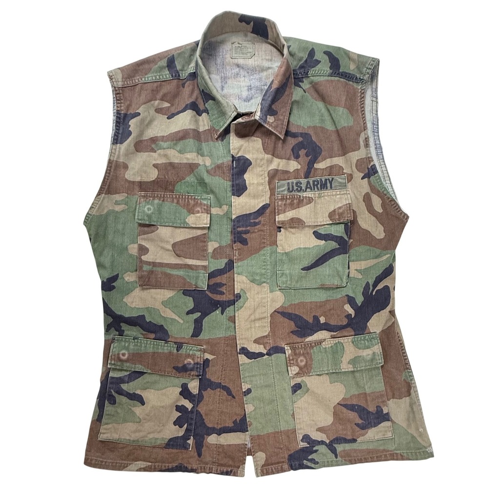 Vintage US Army Woodland Camouflage Combat Vest Modified Medium Regular 80s 90s